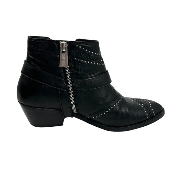 Anine Bing Bianca Black Studded Buckle Ankle Boots - Picture 4 of 13